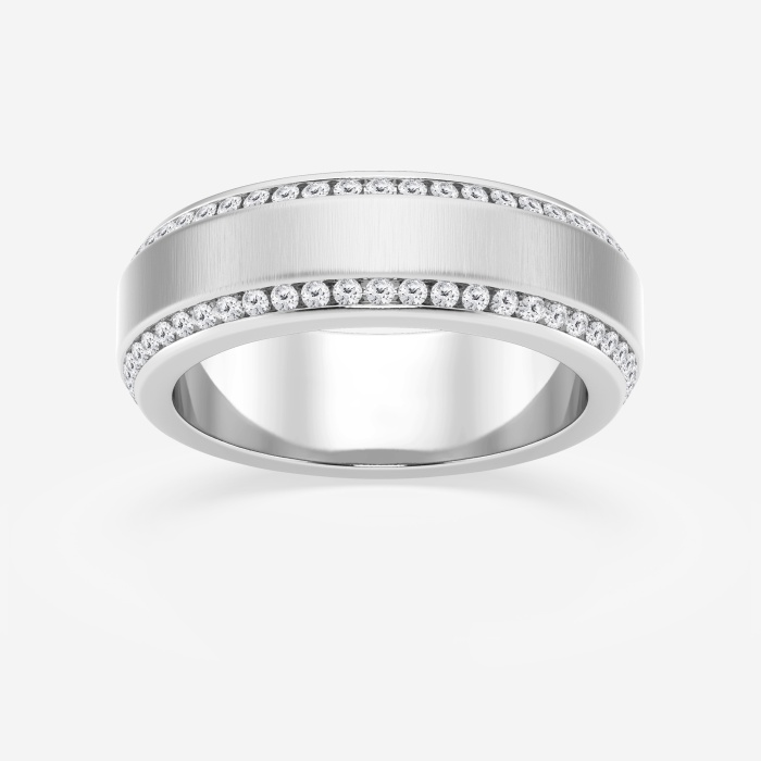 1 ctw Round Lab Grown Diamond 7mm Beveled Edge Satin Finish Eternity Band